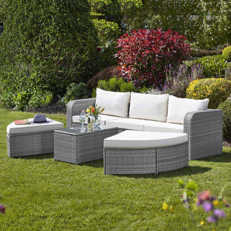 Dakota Fields Boonton 110Cm Wide Outdoor Garden Daybed with Cushions Wayfair.co.uk